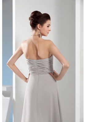 Gray Empire Sweetheart Chiffon Ruching Prom Dress