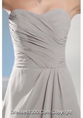 Gray Empire Sweetheart Chiffon Ruching Prom Dress