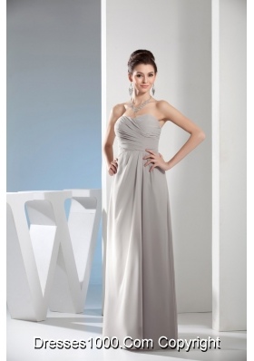Gray Empire Sweetheart Chiffon Ruching Prom Dress