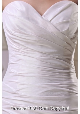 High Low Ruffled Layers Ruching Sweetheart Wedding Dresses in White