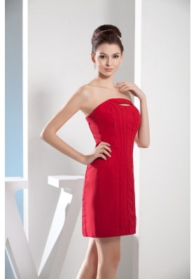 Empire Red Strapless Short Prom Dress with Cutouts