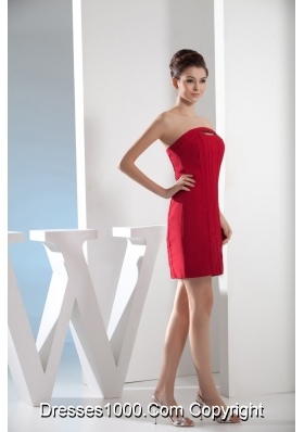 Empire Red Strapless Short Prom Dress with Cutouts