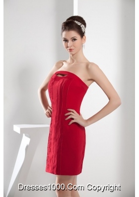 Empire Red Strapless Short Prom Dress with Cutouts