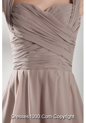 Lovely Gray Straps Mini-length with Ruching Decorate Prom Gown Dress