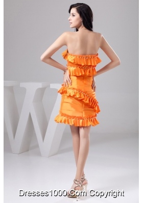 Orange Sweetheart ruffles Decorate Prom Dress with Beading and Ruching