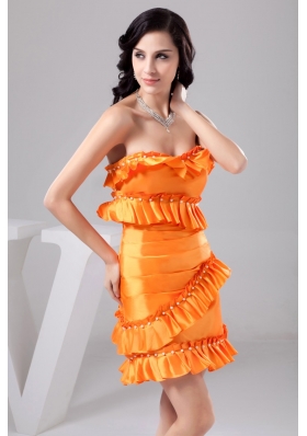 Orange Sweetheart ruffles Decorate Prom Dress with Beading and Ruching