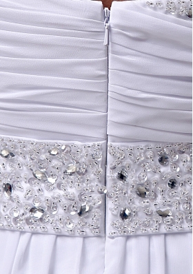 Pleating One Shoulder Wedding Gown Decorated with Beading Ribbon