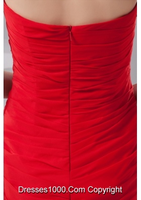 Sexy Column Halter Short Red Cocktail Prom Dress with Ruching