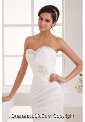 Sweetheart Tiers Wedding Dress with Beading Appliques and Ruching