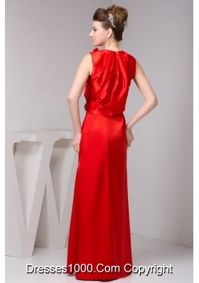 Layered High-Neck Floor-length Prom Dresses for Weddings in Red