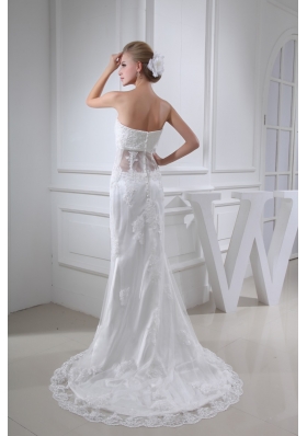 Beading Button Down Back Sweetheart Bridal Dresses with Transparent Waist