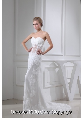 Beading Button Down Back Sweetheart Bridal Dresses with Transparent Waist