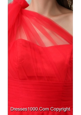 Beautiful Red One Shoulder Mini-length Tulle Prom Dress