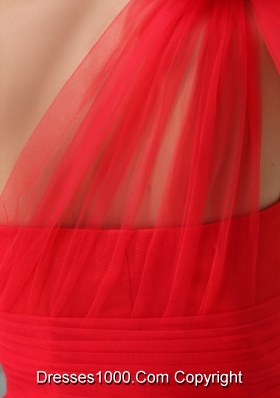 Beautiful Red One Shoulder Mini-length Tulle Prom Dress