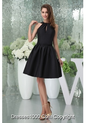 Elegant A-line Knee-length Black Prom Dress for Girls with Cutouts