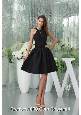 Elegant A-line Knee-length Black Prom Dress for Girls with Cutouts