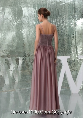 Elegant Spaghetti Straps Ruched Chiffon Prom Gown Dress