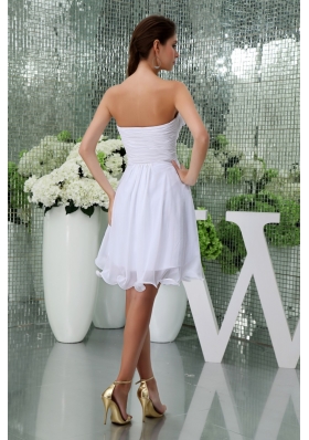 Hanle Flowers and Ruching Decorated Strapless Bridal Gown Flounced Hemline