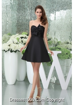 Impressive A-line Mini-length Sweetheart Black Prom Dress with Bowknot