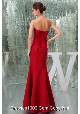 Mermaid Red Sweetheart Ruched Ankle-length Prom Dresses