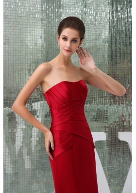 Mermaid Red Sweetheart Ruched Ankle-length Prom Dresses