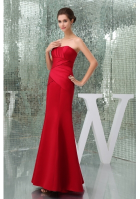 Mermaid Red Sweetheart Ruched Ankle-length Prom Dresses