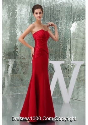 Mermaid Red Sweetheart Ruched Ankle-length Prom Dresses