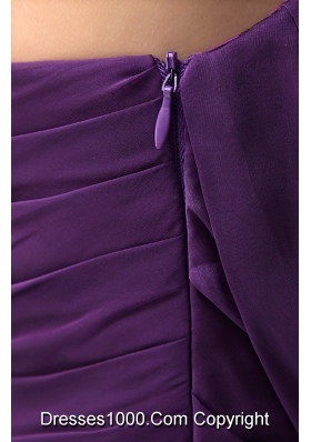 Modernistic Halter Top Purple Prom Dress with Appliques and Ruffle