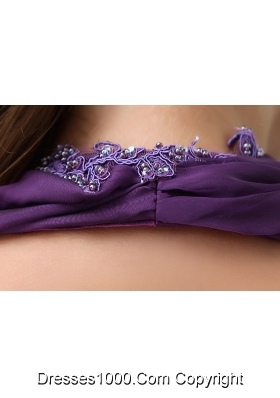 Modernistic Halter Top Purple Prom Dress with Appliques and Ruffle