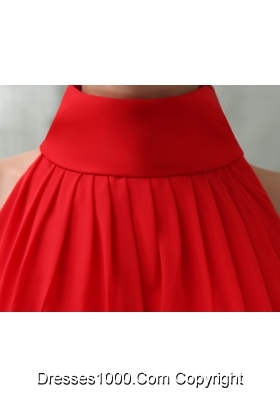 Pretty Chiffon High-neck Red Prom Dress Court Train in the Mainstream