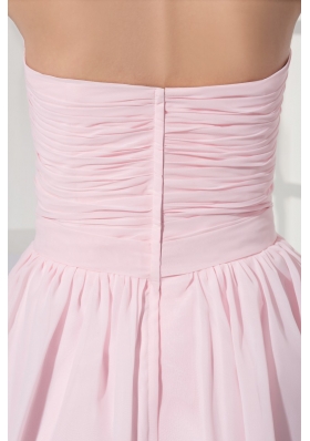 Ruched and Beaded Mini-length Chiffon Strapless Prom Homecoming Dress