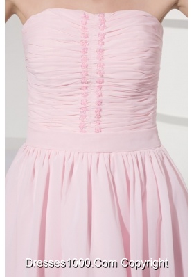 Ruched and Beaded Mini-length Chiffon Strapless Prom Homecoming Dress