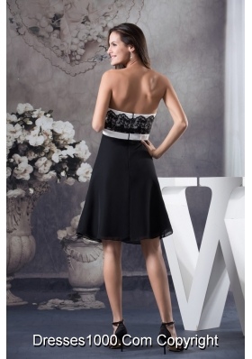 Simple Black and White Prom Cocktail Dress with Lace Decoration