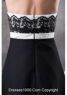 Simple Black and White Prom Cocktail Dress with Lace Decoration