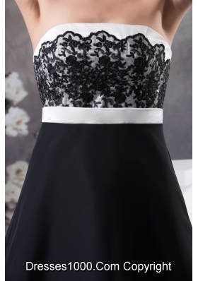 Simple Black and White Prom Cocktail Dress with Lace Decoration