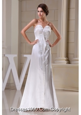 Sweetheart Brush Train Bridal Gown in White with Asymmetrical Hemline
