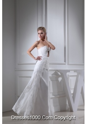 Sweetheart Lace and Taffeta Ruching Bridal Dresses in White with Hollow Out