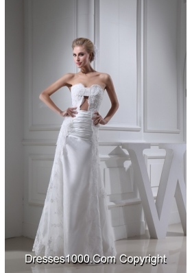 Sweetheart Lace and Taffeta Ruching Bridal Dresses in White with Hollow Out