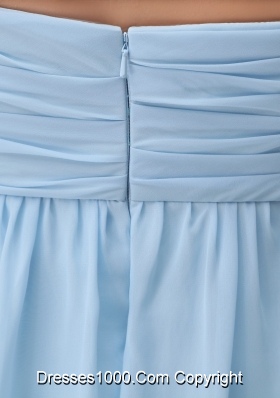 Sweetheart Ruched Baby Blue Knee-length Prom Dress for Girls