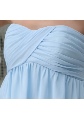 Sweetheart Ruched Baby Blue Knee-length Prom Dress for Girls