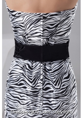 Zebra-stripe Sweetheart Prom Gown Dress Decorated by Wide Sash