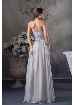 Beaded Embroidery Sweetheart Prom Dress in Gray with Belt