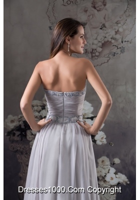 Beaded Embroidery Sweetheart Prom Dress in Gray with Belt