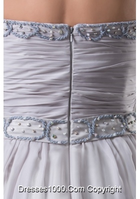 Beaded Embroidery Sweetheart Prom Dress in Gray with Belt