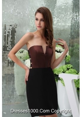 Black and Brown Slot Neck Sheath Prom Dress with Cut Out Straps