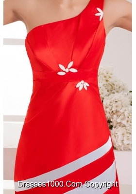 Brand New Taffeta Red Mini Prom Dress with Beading One Shoulder