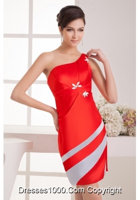 Brand New Taffeta Red Mini Prom Dress with Beading One Shoulder