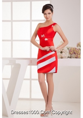 Brand New Taffeta Red Mini Prom Dress with Beading One Shoulder