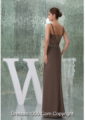 Column Straps Brown Outfit for Prom with Beading and Ruches