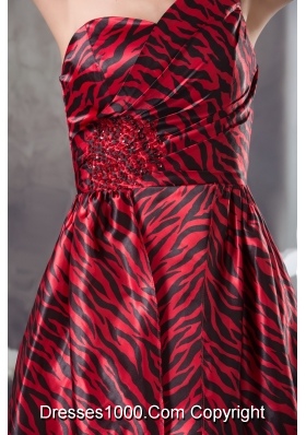 Leopard Print One shoulder High Low Sweep Train Prom Dress